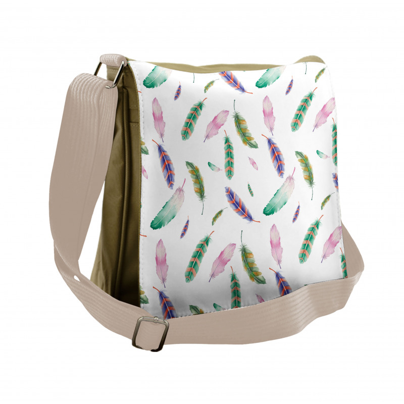 Pastel Colored Feathers Messenger Bag