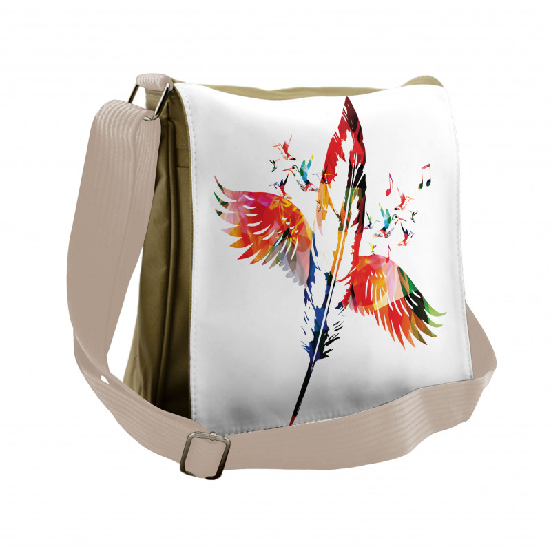 Feather with Wings Birds Messenger Bag