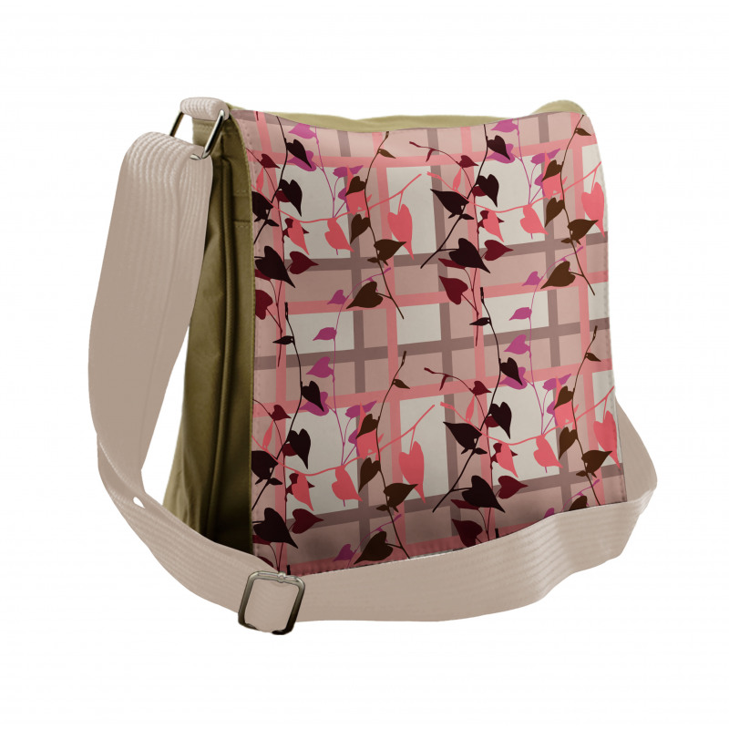 Heart Swirling Leaves Messenger Bag