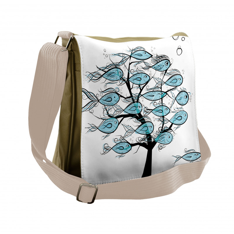 Sea Animals on Tree Theme Messenger Bag