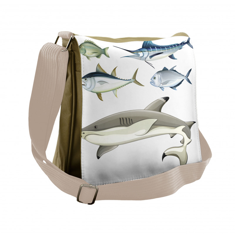 Collage of Aquatic Animal Messenger Bag