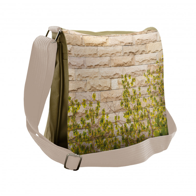 Brick Wall with Leaf Messenger Bag