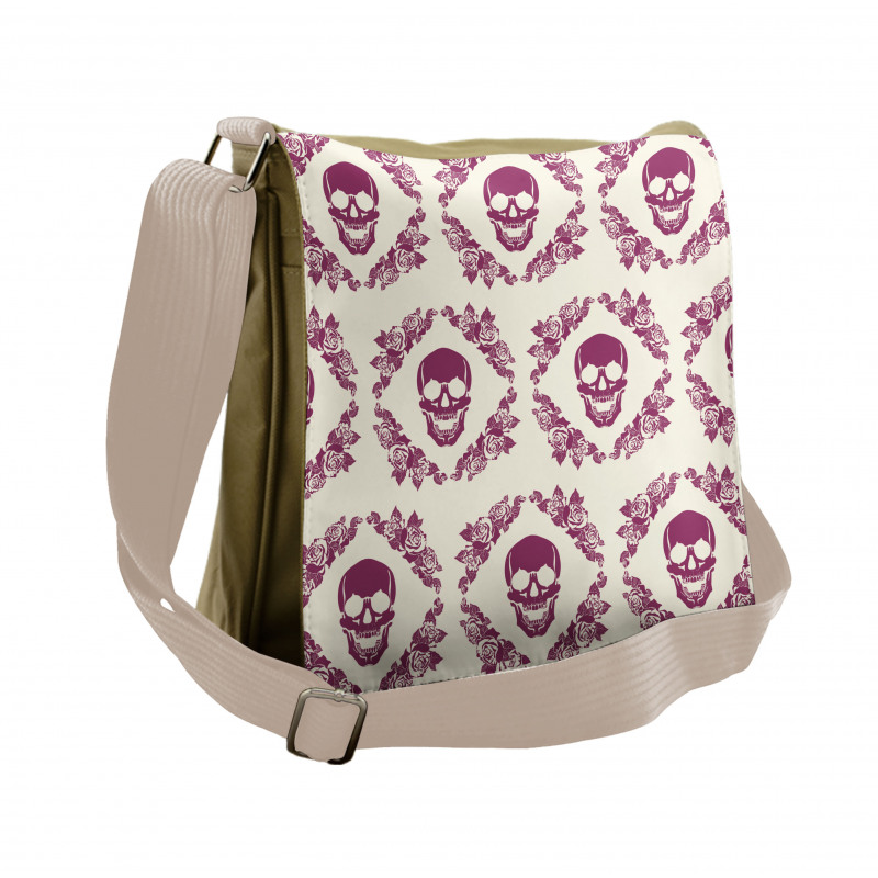 Maroon Motif Flowers Messenger Bag