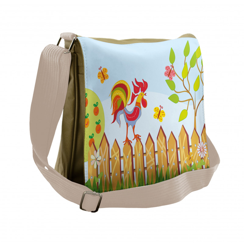 Tree Butterfly and Flower Messenger Bag