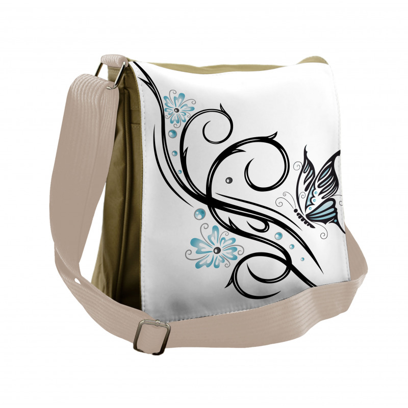 Butterfflies and Leaves Messenger Bag