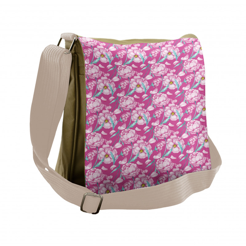 Peony Romantic Flower Messenger Bag