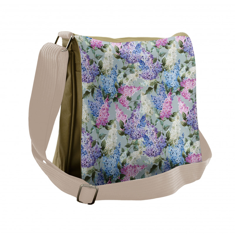 Floral Garden and Leaf Messenger Bag