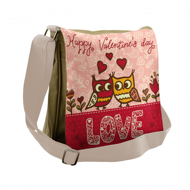 Owls Love Heart Messenger Bag