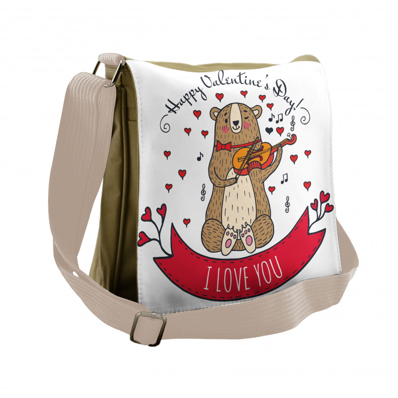 Bear and Violin Messenger Bag