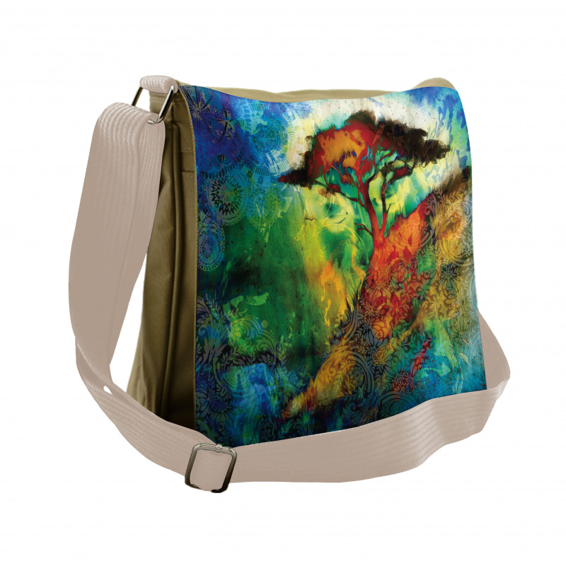 Eastern Grunge Trees Messenger Bag