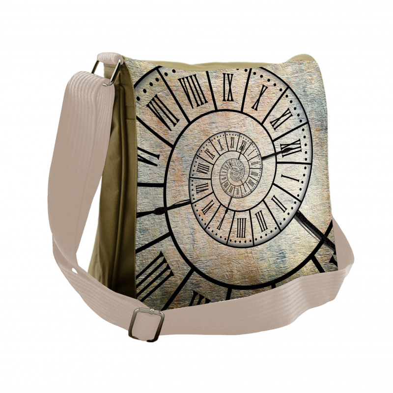 Roman Digit Time Spiral Messenger Bag