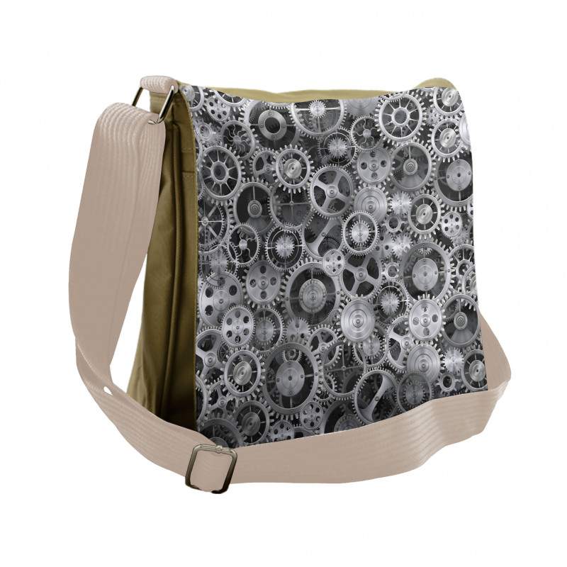 Clock Technologic Pattern Messenger Bag