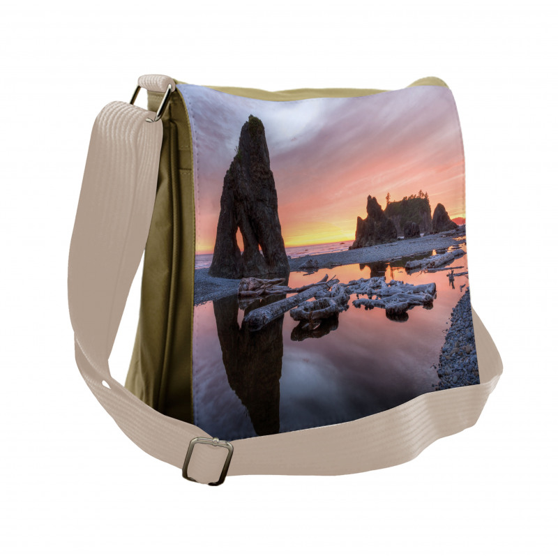 Sunset Sea Stacks Beach Messenger Bag