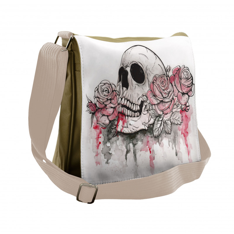 Skull Head Roses Messenger Bag