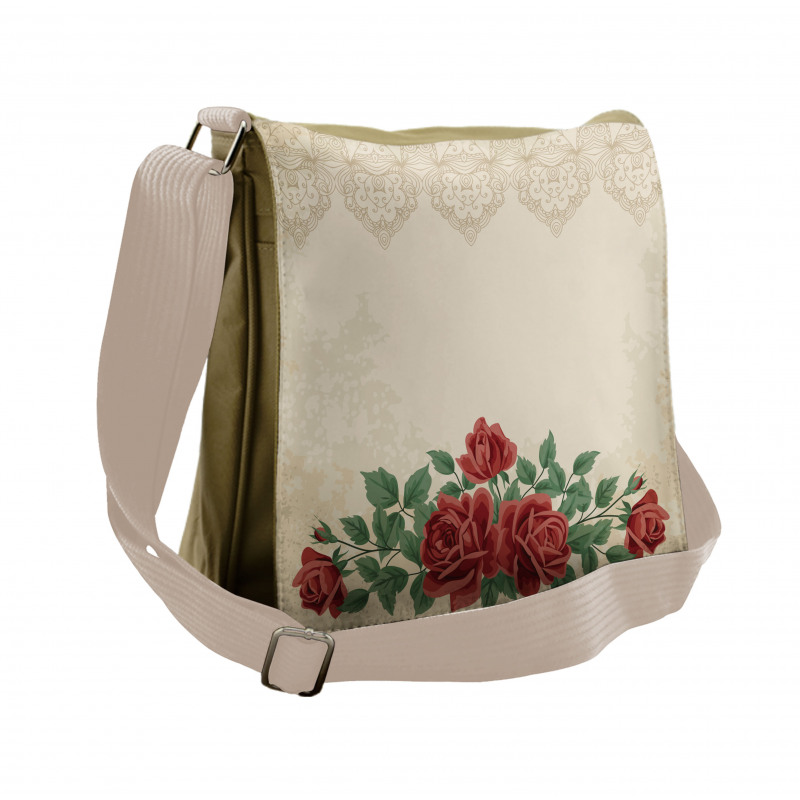 Vintage Love Red Roses Messenger Bag