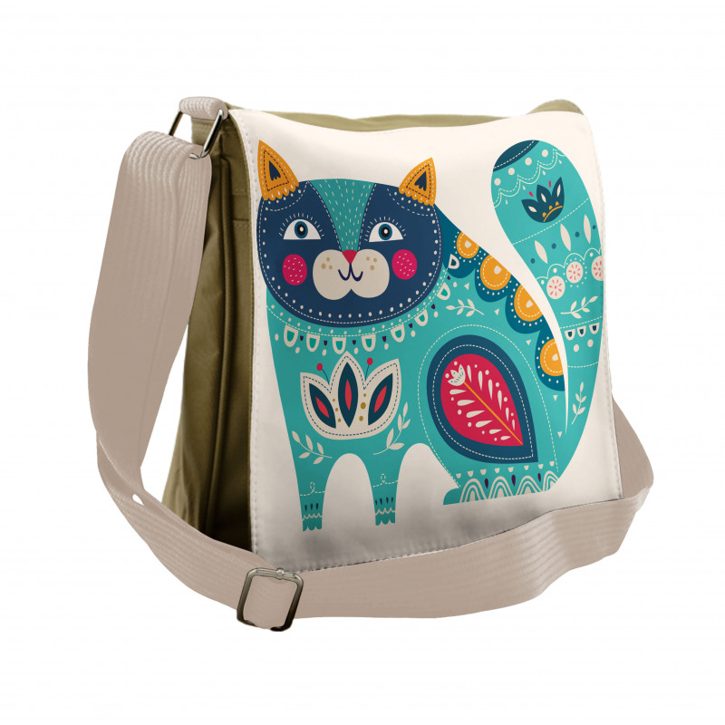 Paisley Style Cat Kitten Messenger Bag