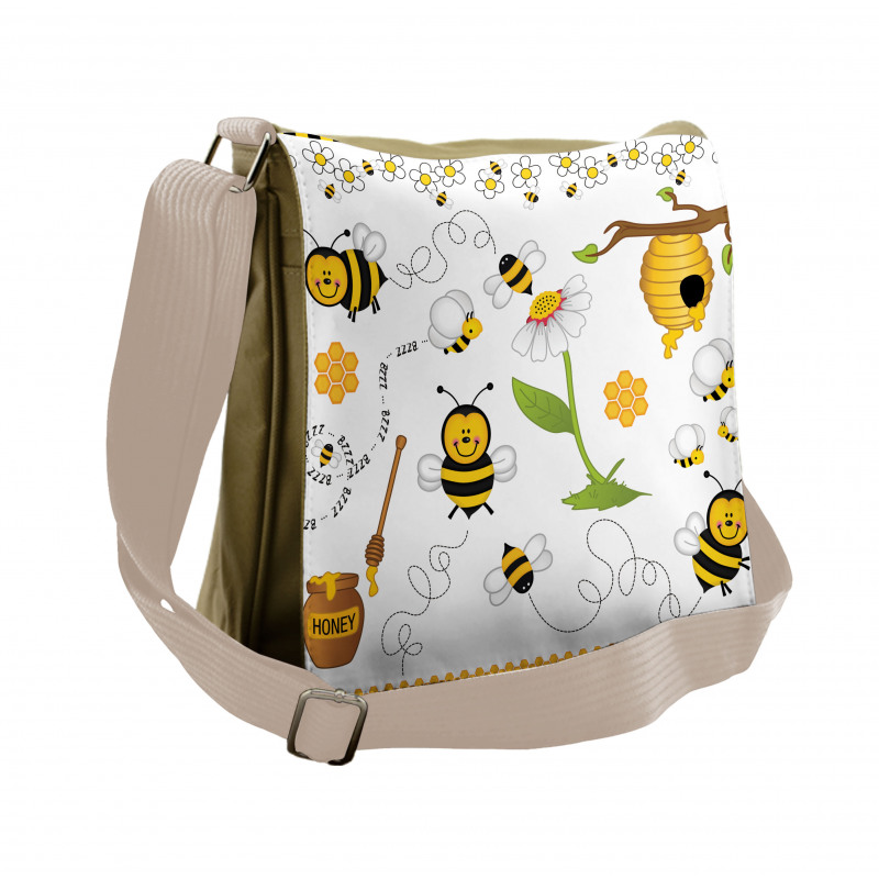 Bees Daisies Chamomile Messenger Bag