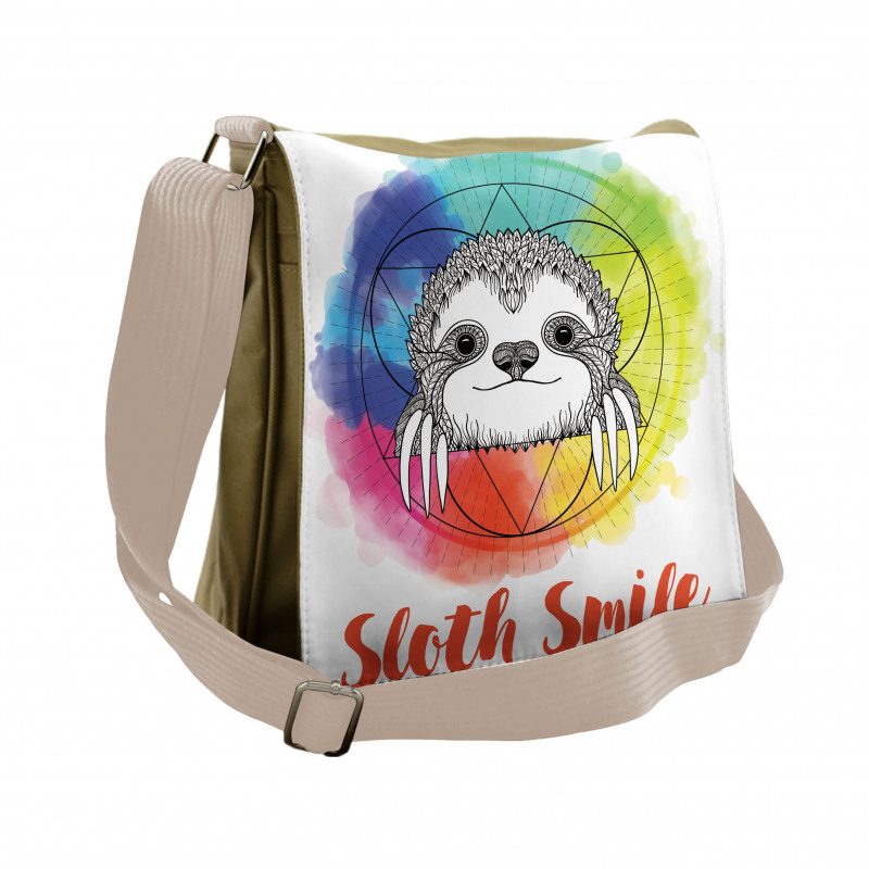 Rainbow Sloth Sketch Messenger Bag