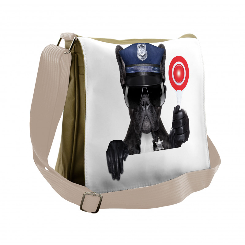 Pug Dog Police Costume Messenger Bag