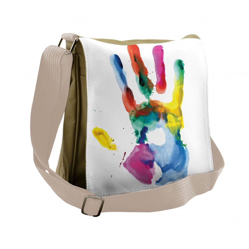 Colored Human Hand Messenger Bag