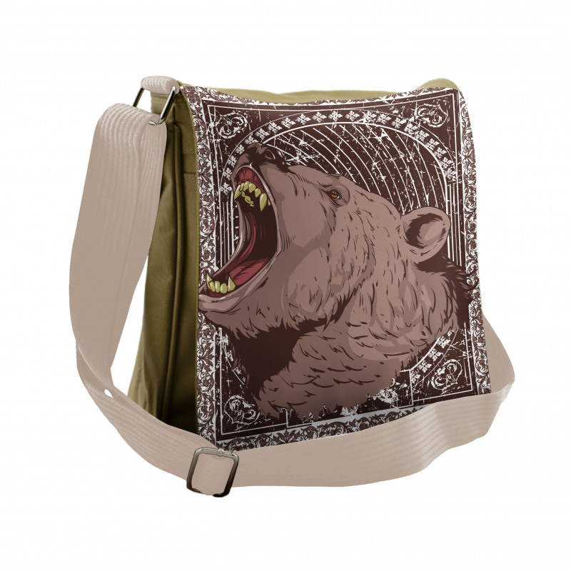 Growling Grizzly Bear Messenger Bag