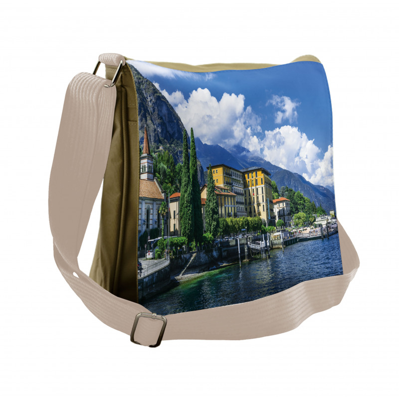 Landscape of Lake Como Messenger Bag