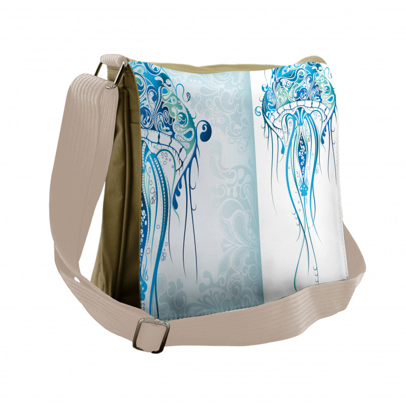 Ocean Jellyfish Paisley Messenger Bag