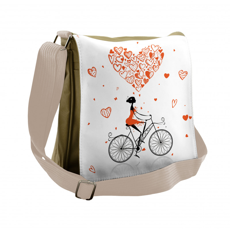 Romantic Cyclist Girl Messenger Bag