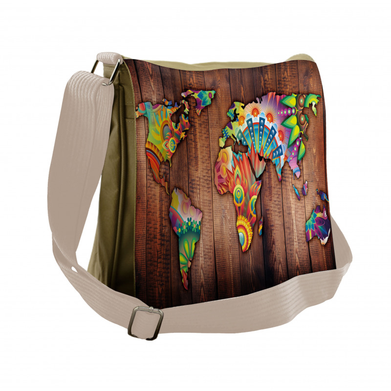 Map on Plank Messenger Bag