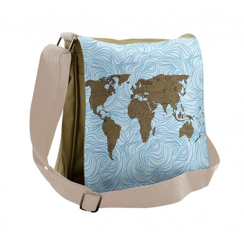 Map with Waves Messenger Bag