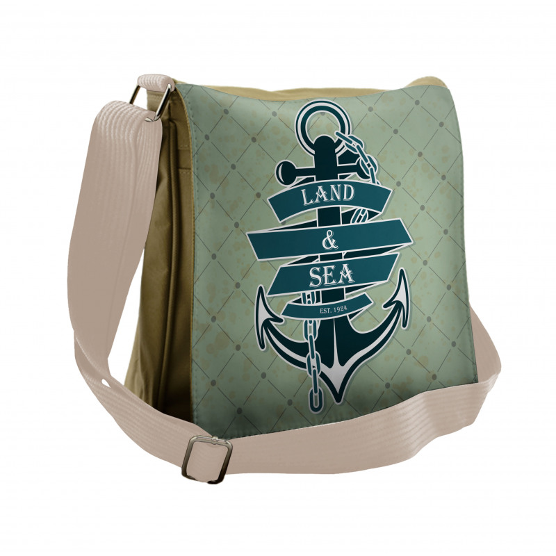 Diamond Pattern Nautical Messenger Bag