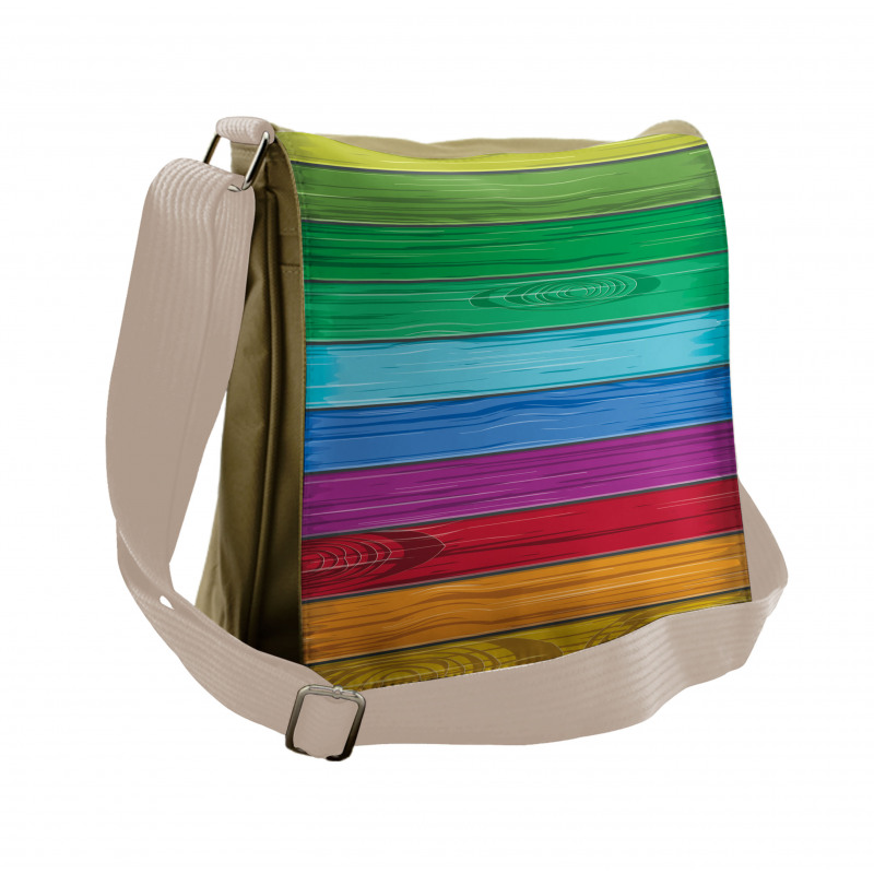 Colorful Wood Stripes Messenger Bag