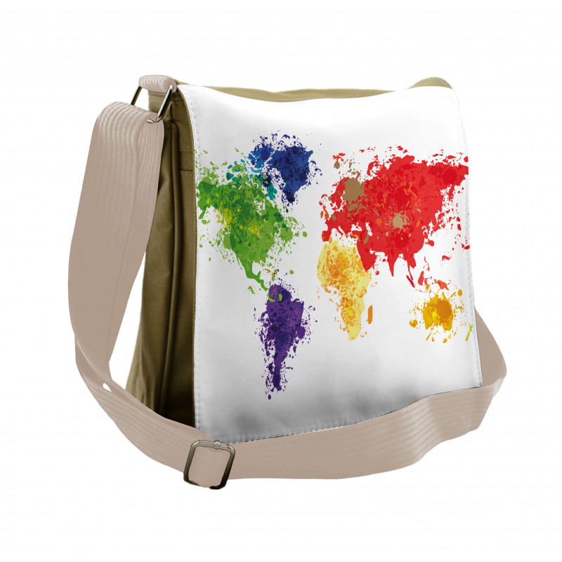 World Map Artwork Messenger Bag