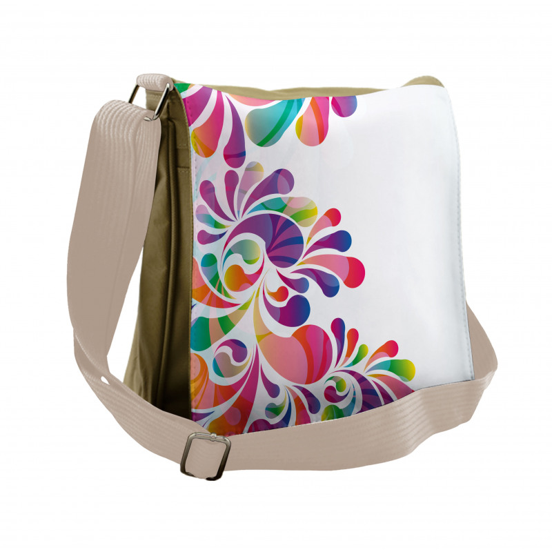 Curvy Floral Design Messenger Bag