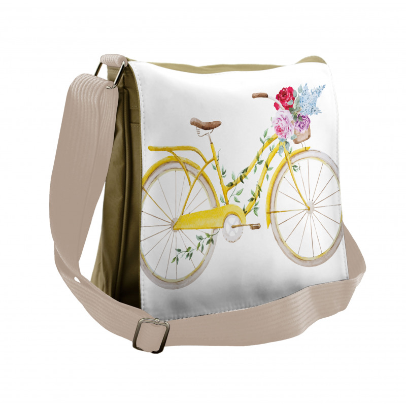 Bicycle with Flowers Messenger Bag