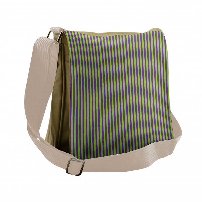 Blue Green Bold Stripes Messenger Bag