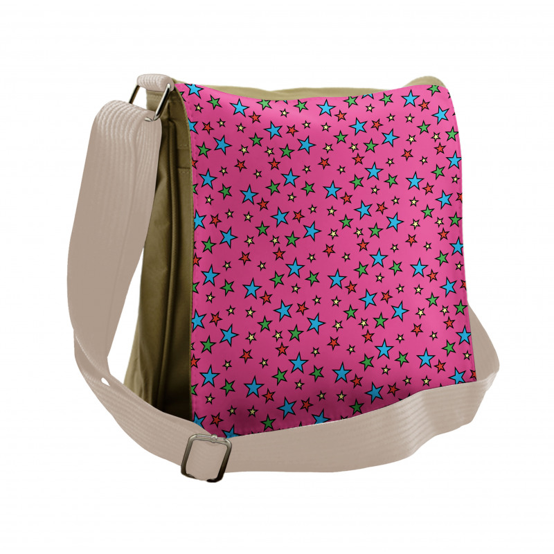 Hot Pink Retro Stars Messenger Bag