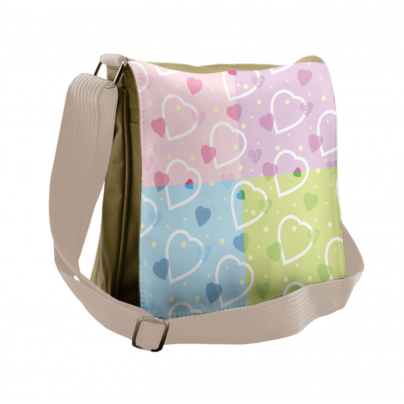 Hearts Dots Colorful Messenger Bag