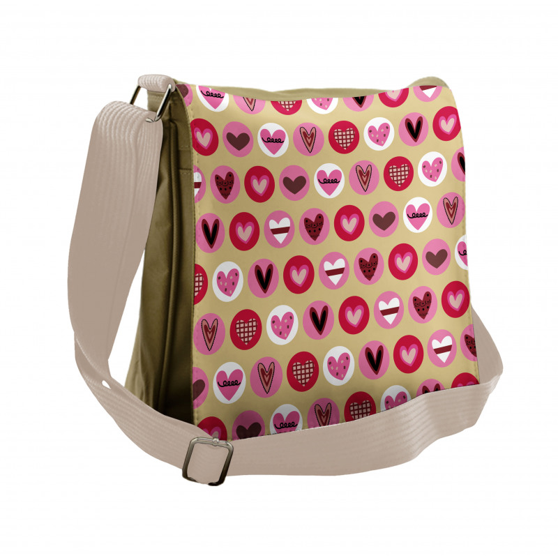 Cartoon Style Hearts Messenger Bag