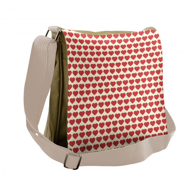 Vibrant Red Hearts Messenger Bag