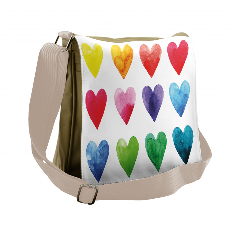 Rainbow Colors Hearts Messenger Bag