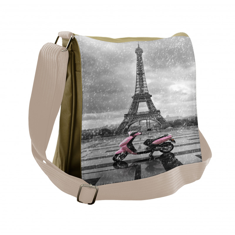 Paris Scene Moped Messenger Bag