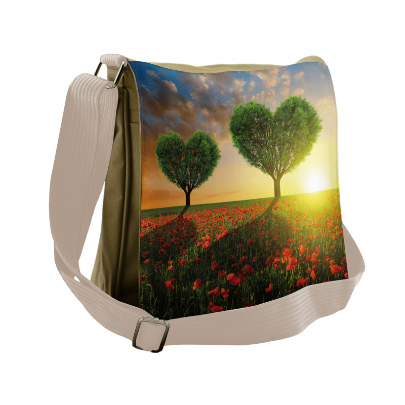 Poppies Heart Trees Messenger Bag