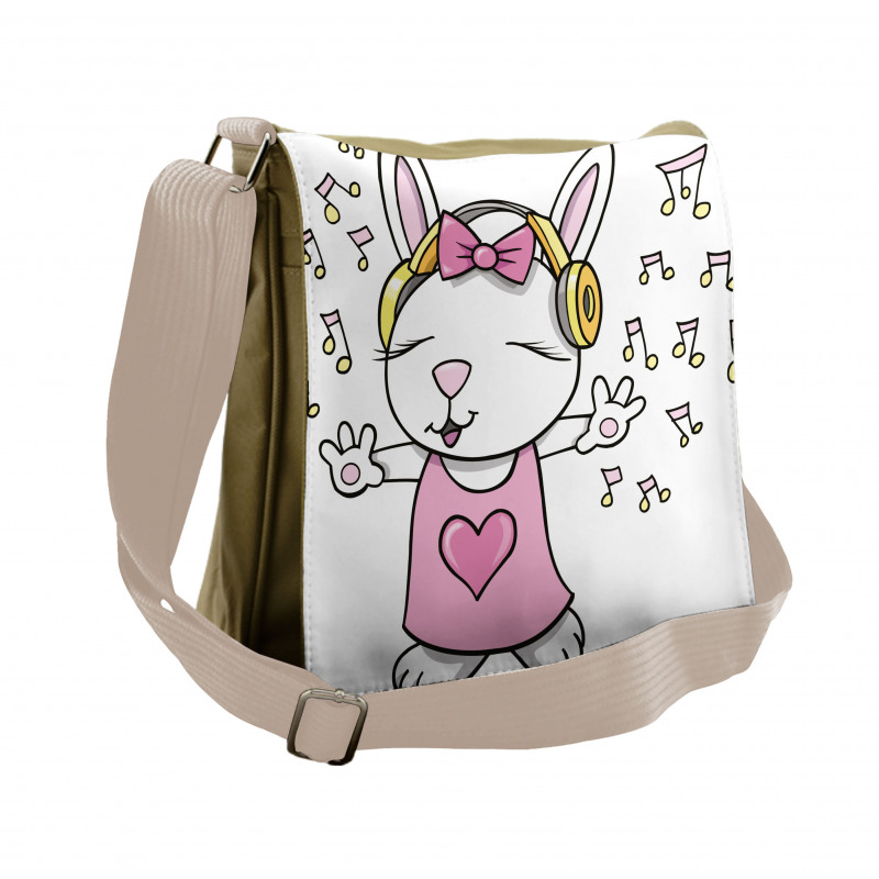 Cartoon Rock Star Bunny Messenger Bag