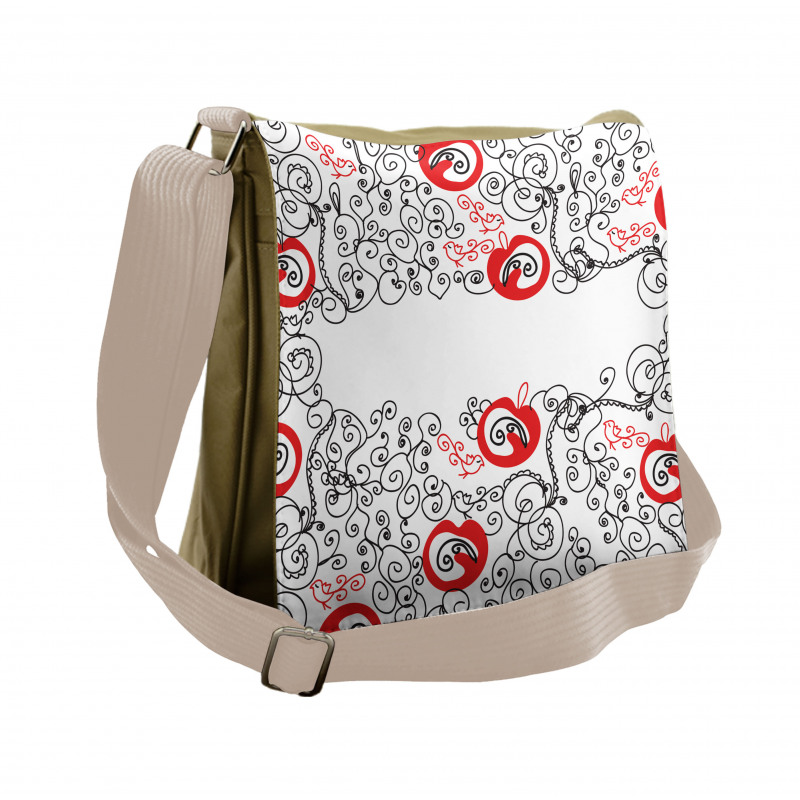 Sketchy Birds Swirls Messenger Bag