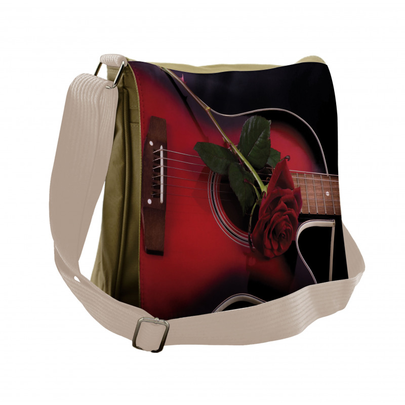 Guitar with Love Rose Messenger Bag