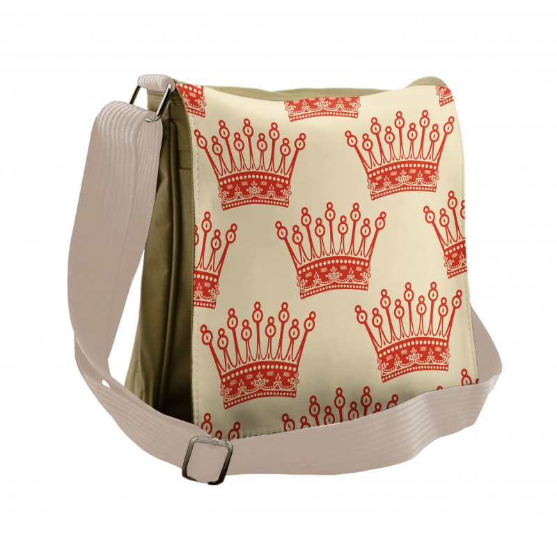 Vintage Red Crown Pattern Messenger Bag