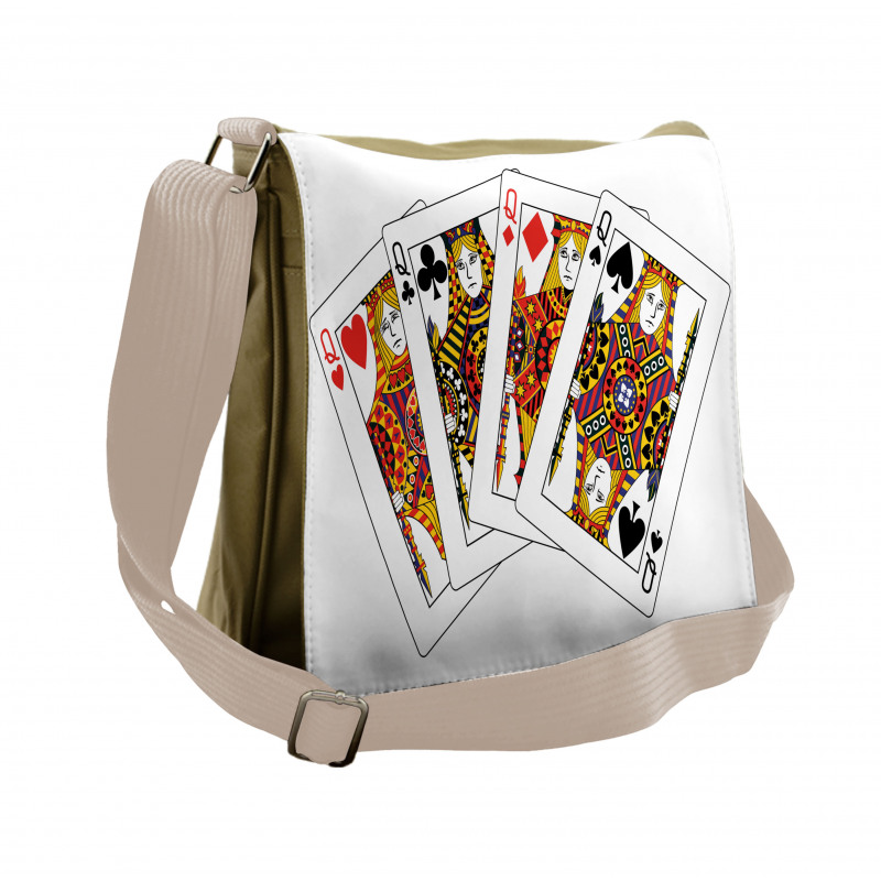 Queens Poker Play Cards Messenger Bag