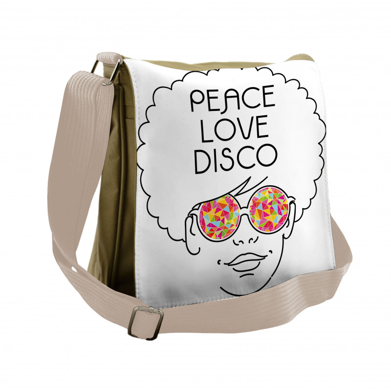 Girl Afro Hair Glasses Messenger Bag