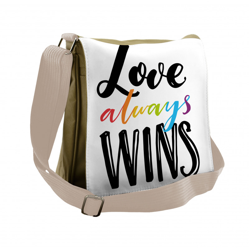 Love Always Wins Phrase Messenger Bag